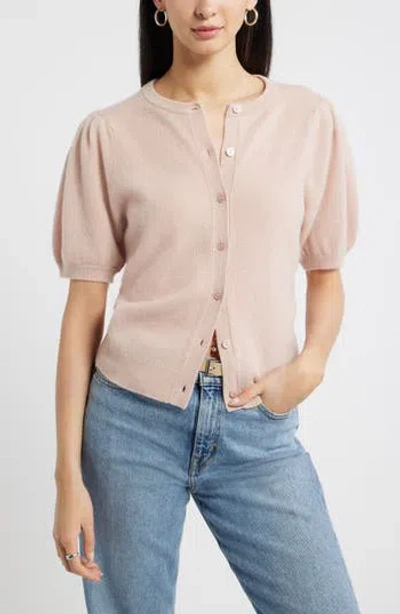 Nordstrom Puff Sleeve Cashmere Cardigan In Pink