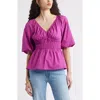 Nordstrom Puff Sleeve Cotton Poplin Shirt In Pink