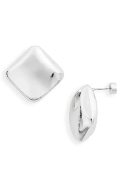 Nordstrom Puffed Square Button Stud Earrings In Silver