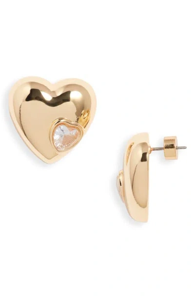 Nordstrom Puffy Heart & Stone Stud Earrings In Gold