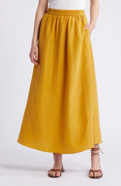 Nordstrom Pull-on Midi Skirt In Yellow Myth