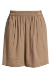 Nordstrom Pull-on Linen Blend Shorts In Brown