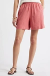 Nordstrom Pull-on Linen Blend Shorts In Pink