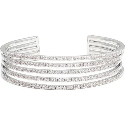 Nordstrom Quadruple Strand Stack Cuff Bracelet In Clear- Silver