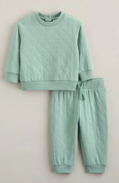 Nordstrom Babies'  Quilted Sweatshirt & Sweatpants Set In Green