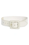 Nordstrom Quinn Lizard Embossed Square Buckle Belt In Ivory