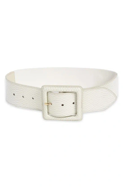 Nordstrom Quinn Lizard Embossed Square Buckle Belt In Ivory