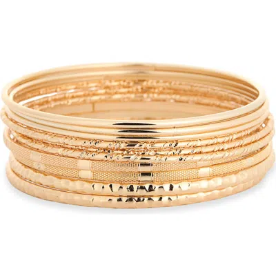 Nordstrom Rack 10-piece Set Mixed Texture Bangle Bracelets In Gold