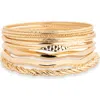 Nordstrom Rack 10-piece Textured Bangle Set In Gold