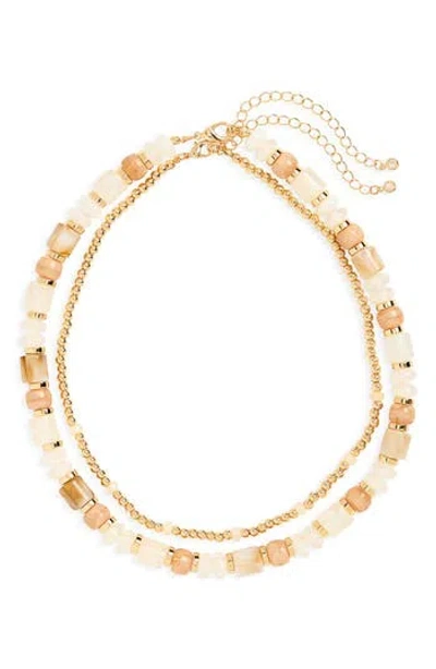 Nordstrom Rack 2-pack Assorted Beaded Necklace Set In Gold