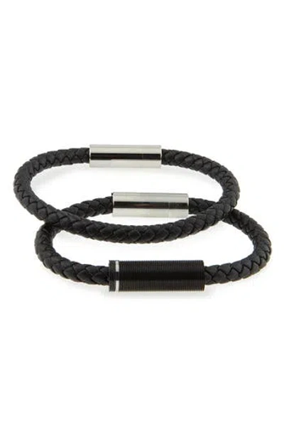Nordstrom Rack 2-pack Assorted Braided Bracelets In Black