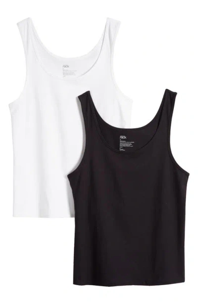 Nordstrom Rack 2-pack Assorted Soft Scoop Neck Tanks In White Multi