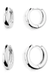 Nordstrom Rack 2-pack Demi-fine Oval Hoop Earrings In Silver