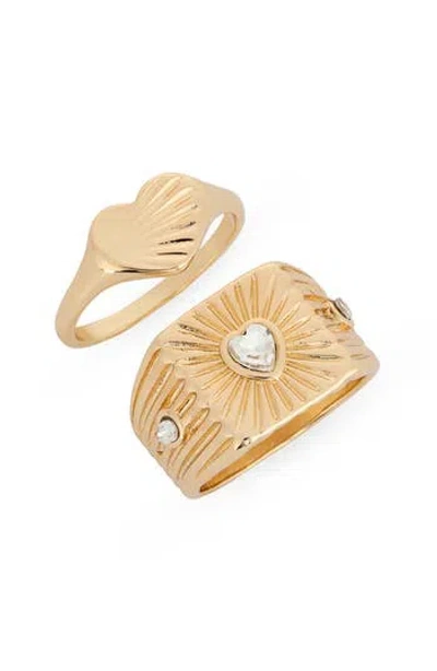 Nordstrom Rack 2-pack Heart Burst Ring Set In Gold