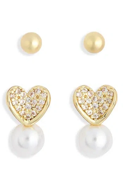 Nordstrom Rack 2-pack Heart Stud Earrings In Gray