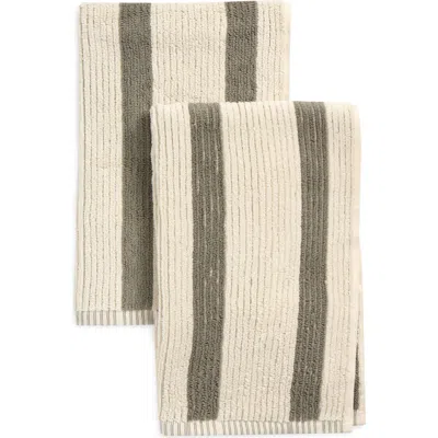 Nordstrom Rack 2-pack Reversible Stripe Hand Towel In Gray