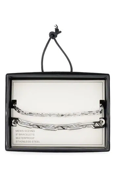 Nordstrom Rack 2-pack Stainless Steel Chain Link Bracelets In Silver