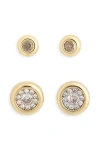 Nordstrom Rack 2-piece Bezel Cz Stud Earrings Set