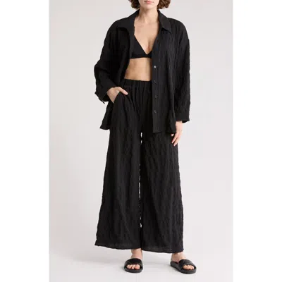 Nordstrom Rack 2-piece Crinkle Cover-up Set In Black