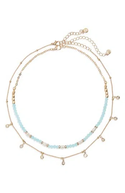 Nordstrom Rack 2-piece Faceted Bead Droplet Necklace Set In Gold