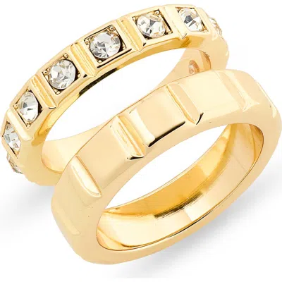 Nordstrom Rack 2-pack Assorted Rings In Clear- Gold