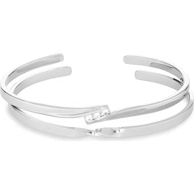 Nordstrom Rack 2-pack Cubic Zirconia & Twist Cuff Bracelets In Clear- Silver