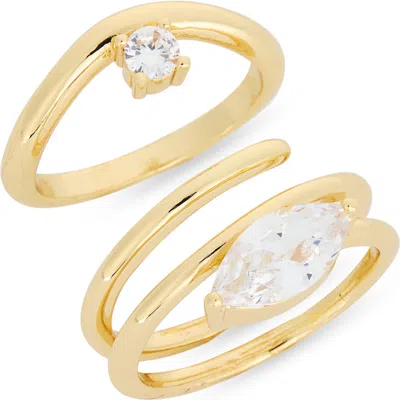 Nordstrom Rack 2-pack Cubic Zirconia Ring Stack In Gold