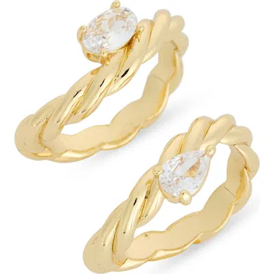 Nordstrom Rack 2-pack Cz Twist Ring In Gold