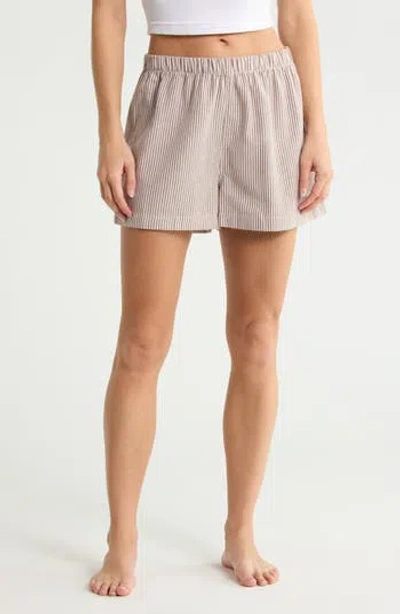 Nordstrom Rack 2-pack Pajama Shorts In Navy Chambray - Brown Stripe