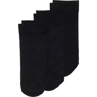 Nordstrom Rack 3-pack Animal Sheer Anklet Socks In Black