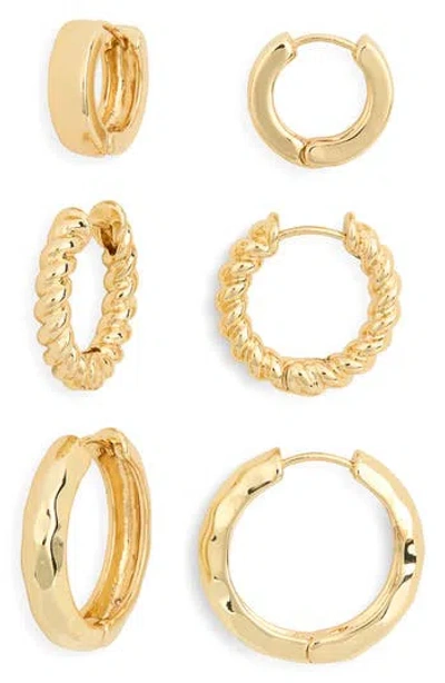 Nordstrom Rack 3-pack Assorted Essential Huggie Hoop Earrings In Gold