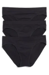 Nordstrom Rack 3-pack Assorted Low Rise Bikinis In Black