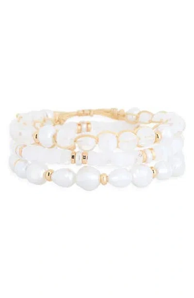 Nordstrom Rack 3-pack Beaded Bracelet In Gold