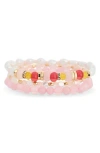 Nordstrom Rack 3-pack Faux Pearl Mixed Bead Bracelets In Multi