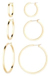 Nordstrom Rack 3-pack Graduated Hoop Earrings In Gold