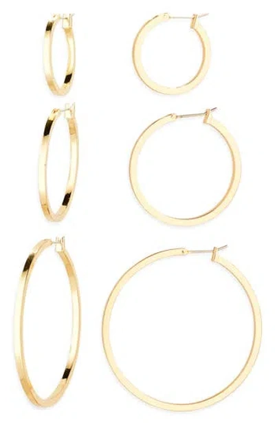 Nordstrom Rack 3-pack Graduated Hoop Earrings In Gold