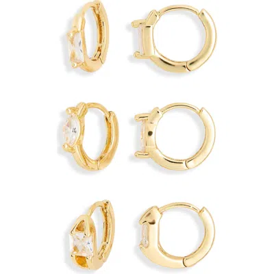 Nordstrom Rack 3-pack Hoop Earrings In Gray