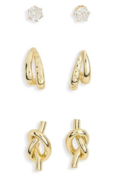 Nordstrom Rack 3-pack Knot Stud & Hoop Earrings In Gray