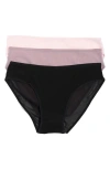 Nordstrom Rack 3-pack Mesh Bikini Cut Briefs In Pink Cake -purple Peace Multi