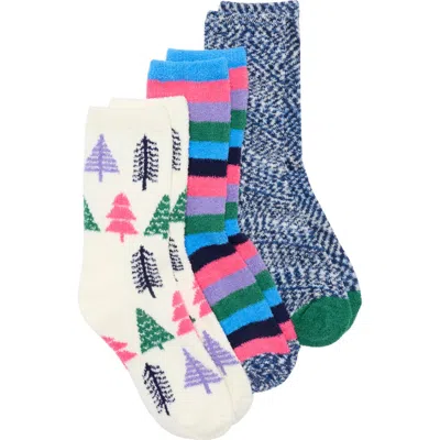 Nordstrom Rack 3-pack Pattern Socks In Purple Trees -stripes