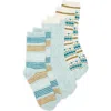 Nordstrom Rack 3-pack Pattern Socks In Teal Fairisle -stripes