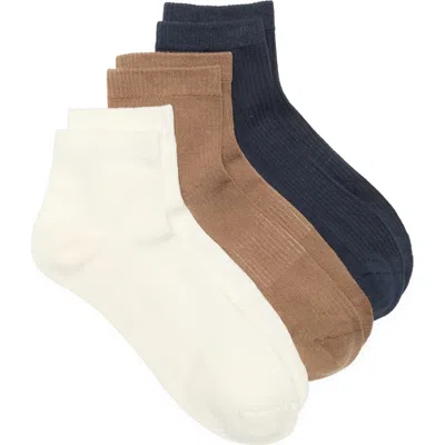 Nordstrom Rack 3-pack Pillow Sole Ribbed Quarter Socks In Multi