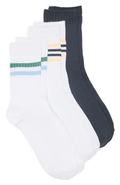 Nordstrom Rack 3-pack Retro Crew Socks In White -navy -blue