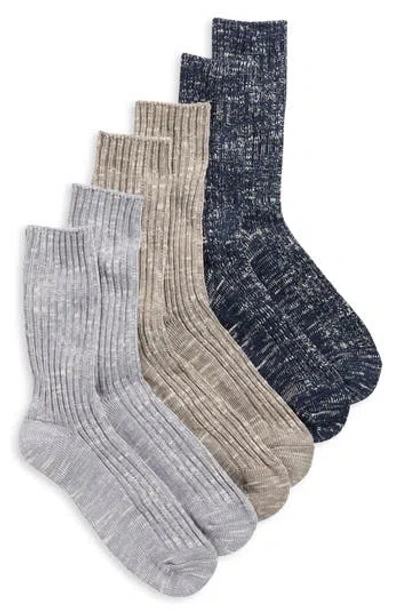 Nordstrom Rack 3-pack Slub Crew Socks In Multi