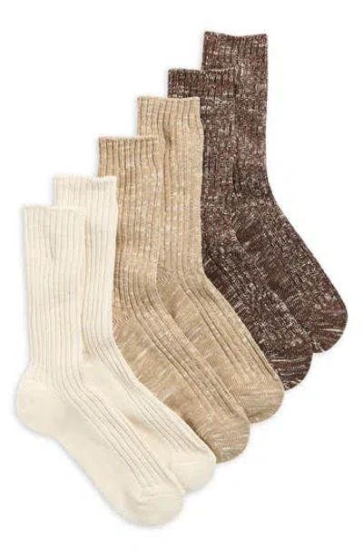 Nordstrom Rack 3-pack Slub Crew Socks In Multi