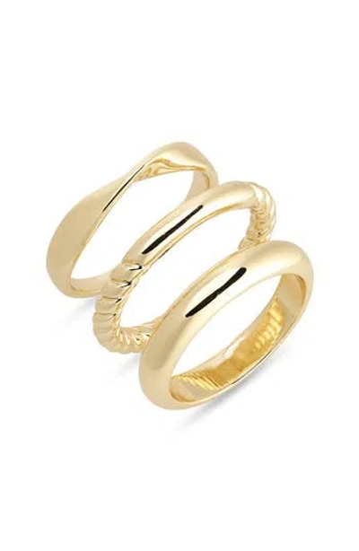 Nordstrom Rack 3-piece Textured Ring Set In Gold