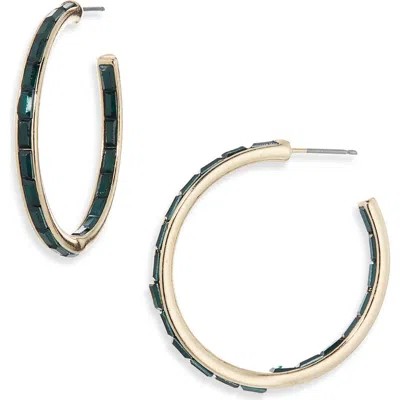 Nordstrom Rack 30mm Inside Out Baguette Hoop Earrings In Green