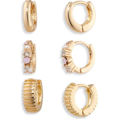 Nordstrom Rack 3-pack Assorted Huggie Hoop Earrings In Gold