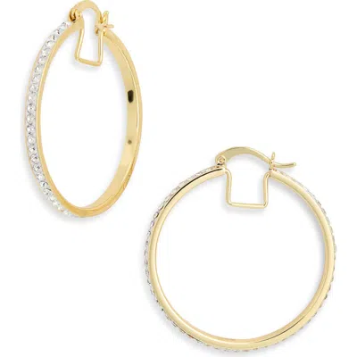 Nordstrom Rack 40mm Crystal Hoop Earrings In Gold