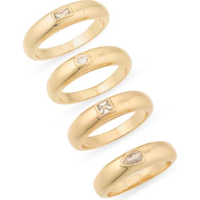 Nordstrom Rack 4-pack Cubic Zirconia Assorted Rings In Clear- Gold
